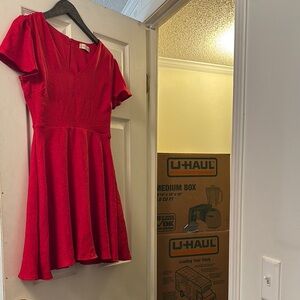 Altar'd State Red Fit and Flare Mini Dress for Wedding Guest